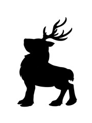 横向きのトナカイのシルエットイラスト
