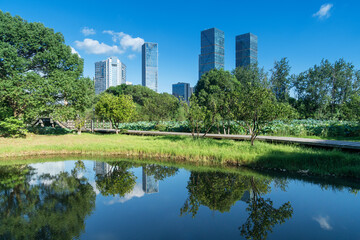 Lakeside modern office building in China