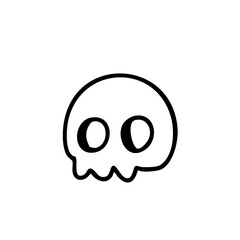 cute skull icon line art