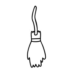 flying broom icon line art