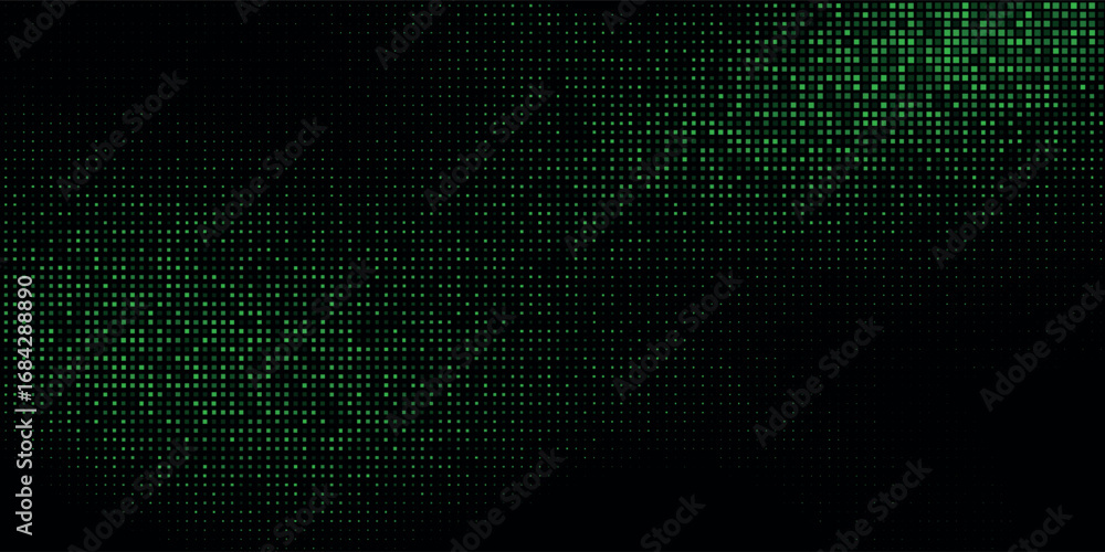 Poster green digital technology background. digital data dots green pattern pixel background