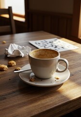 Obraz premium Cozy Coffee Moment on a Wooden Table