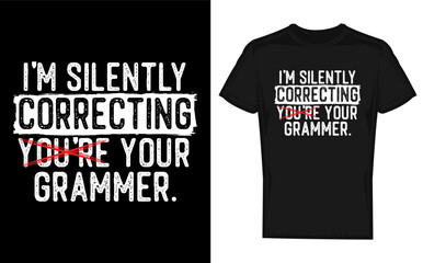 Humorous Cat Illustration Silently Correcting Grammar English Teacher Theme