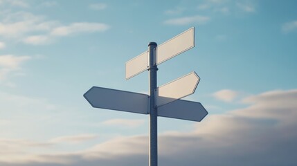 Empty Road Signpost, Cloudy Sky