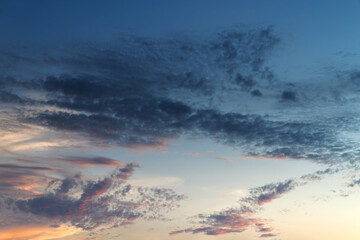 Fiery orange sunset sky. Beautiful sky