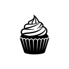 Cupcake silhouette vector for logo design, a sweet treat icon concept for bakeries and dessert brands