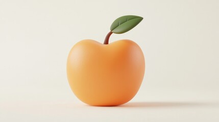 3D rendered apricot.  Simple,  bright,  fresh