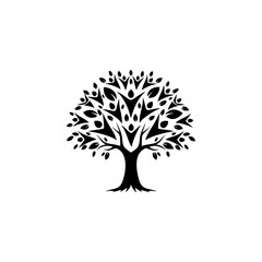 Naklejka premium Silhouette Tree Vector for Logo Community, Growth, Family, Unity