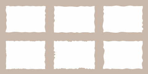 Six blank white torn paper squares arranged in two rows on a neutral background