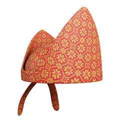 3d illustrations cartoon female character wearing red Indonesian attire with golden crown, symbolizing heritage costume, ethnic culture, fashion textile, and garment design.
