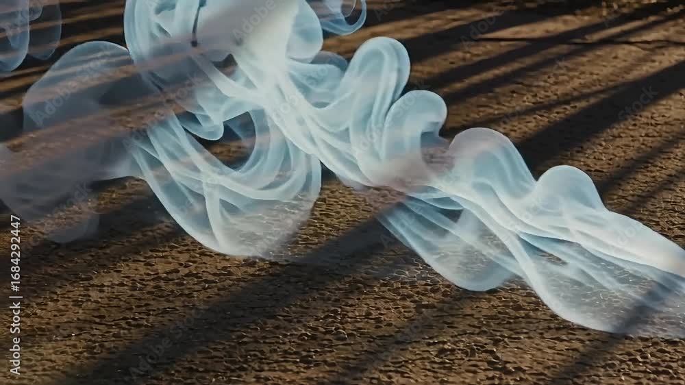Aufkleber dynamic smoke streams swirl across textured ground, creating ethereal atmospheric effects for visual