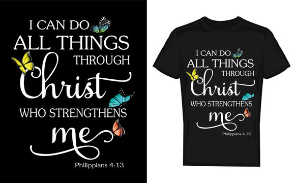 I Can Do All Things Through Christ Butterfly Religious Illustration