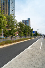 Empty urban road and buildings in the city