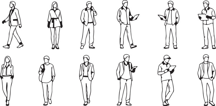 Collection of hand drawn figures in various poses and styles