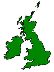 イギリスの地図（縁取りグリーン）