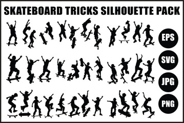 Skateboard Tricks Silhouette Bundle