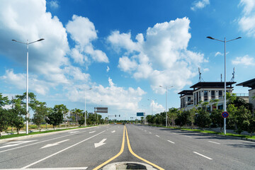 Empty urban road and buildings in the city