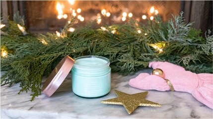Minimalist Christmas Mantel with Peppermint Balm and Rose Gold Ring 