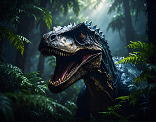 Dinosaur in a fantastic jungle.