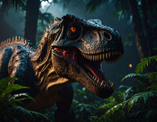 Dinosaur in a fantastic jungle.