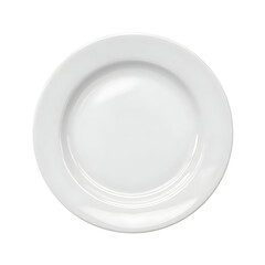 Elegant minimalist white ceramic plate against a stark black background isolation