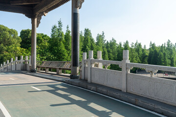 Stone fence beside the park river