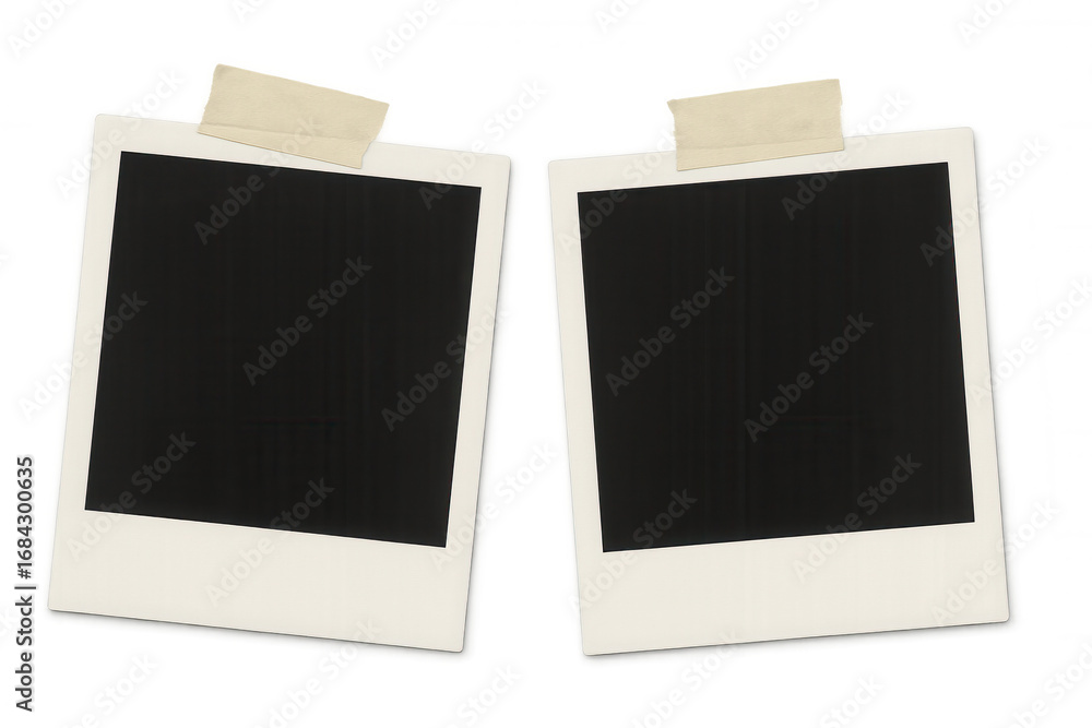 Poster vintage and customizable backdrop created by attaching two blank instant photo frames to a transpare