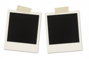 Vintage and customizable backdrop created by attaching two blank instant photo frames to a transparent background with adhesive tape