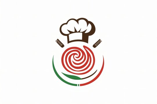 Italian chef logo design, rose, cutlery, white background, restaurant branding