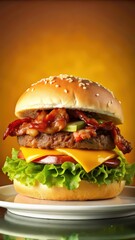 Juicy beef patty on toasted bun