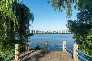 Lakeside modern office building in China
