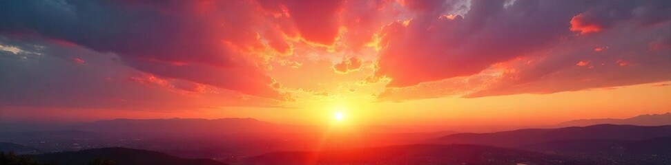 Obraz premium A vibrant sunrise paints the sky with hopeful colors, signifying renewal and a fresh start on a peaceful Sunday morning Perfect for themes of rebirth, hope, and spiritual awakening , sacred, ray