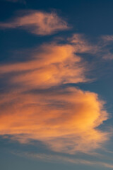 Fiery orange sunset sky. Beautiful sky