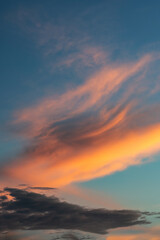 Fiery orange sunset sky. Beautiful sky