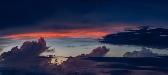 Fiery orange sunset sky. Beautiful sky