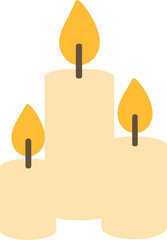 Flat Design Cream Candle Icon Set Illustration for Decorative and Festive