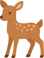 Simple Cartoon Style Standing Fawn Illustration on a White Background