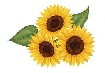Obraz premium Sunflowers A Trio of Yellow Petals and Earthy Centers, Bringing Nature's Warmth and Joy to Any Setting