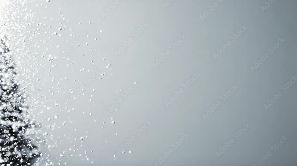 Poster splash of clear water droplets against a soft gray background creating a refreshing and invigorating