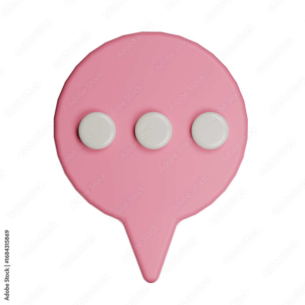 Poster pink speech bubble showing typing status on transparent background