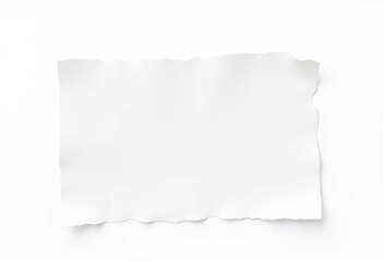Fototapeta premium A ragged, off-white paper scrap with torn edges, isolated on pure white background, torn edge, grunge