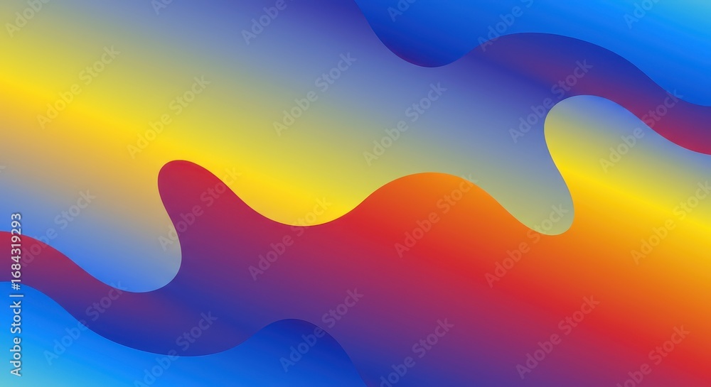 Poster a dynamic abstract design featuring fluid, flowing shapes in vibrant colors, creating a visually eng