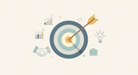 Fototapeta premium Target with arrow and business icons