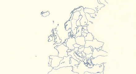 An outline map of Europe, showing country borders and coastlines in a minimalist style.