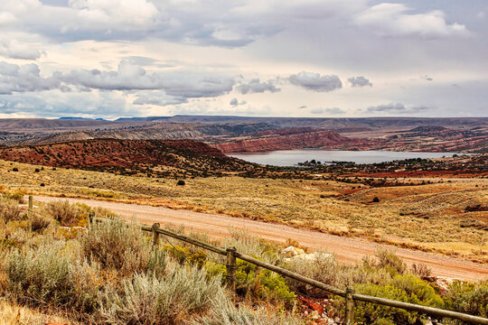 Late Summer View of the Alcova Reservoir from Highway 220 in Southern Wyoming.
