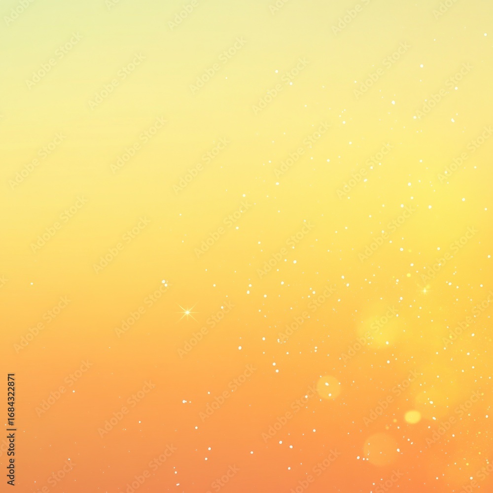 Poster abstract gradient background with sparkling light dots in warm yellow and orange tones