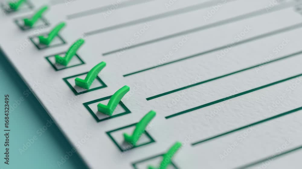 Poster green checkmarks on checklist symbolize completion and organization for enhanced productivity and cl