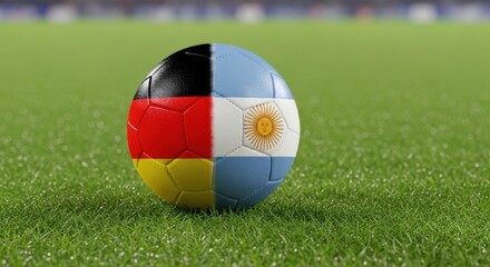 Fototapeta premium Germany Argentina Football Match on Green Grass Field