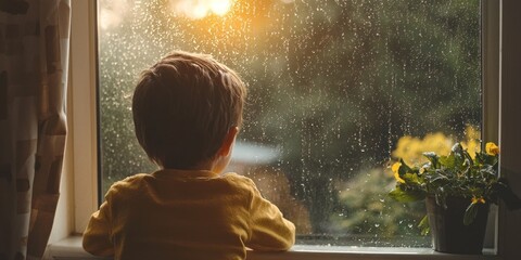 Watching rain through the window