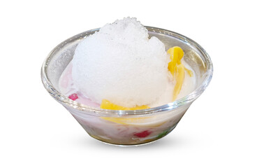 Thai coconut milk dessert with shaved ice 
